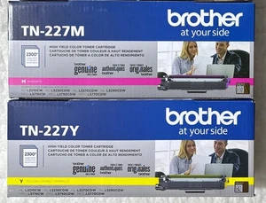 Brother TN-227 Magenta Yellow Toners TN227M TN227Y Genuine Sealed Retail Boxes - Picture 1 of 12