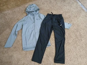 Nike Boys Size XL 2 Piece Set Dri Fit Zip Up Jacket With Pants Black And Grey - Picture 1 of 10