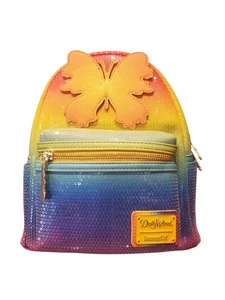 Zaino Dolly Parton Loungefly borsa farfalla arcobaleno Dollywood esclusivo NUOVO - Foto 1 di 4