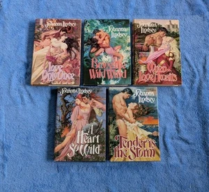 JOHANNA LINDSEY 5 Hardcover Book Lot Romance Love Only Once Brave The Wild Wind - Imagen 1 de 3