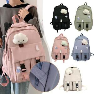 Korean Nylon Kawaii Backpack Laptop Large Capacity Bag For Women School U7Q2