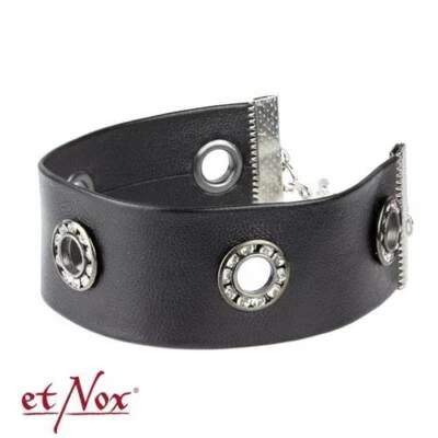 Armband "Story of O." Lederimitat mit Steinchen ca. 17 + 5 cm - Bild 1 von 2