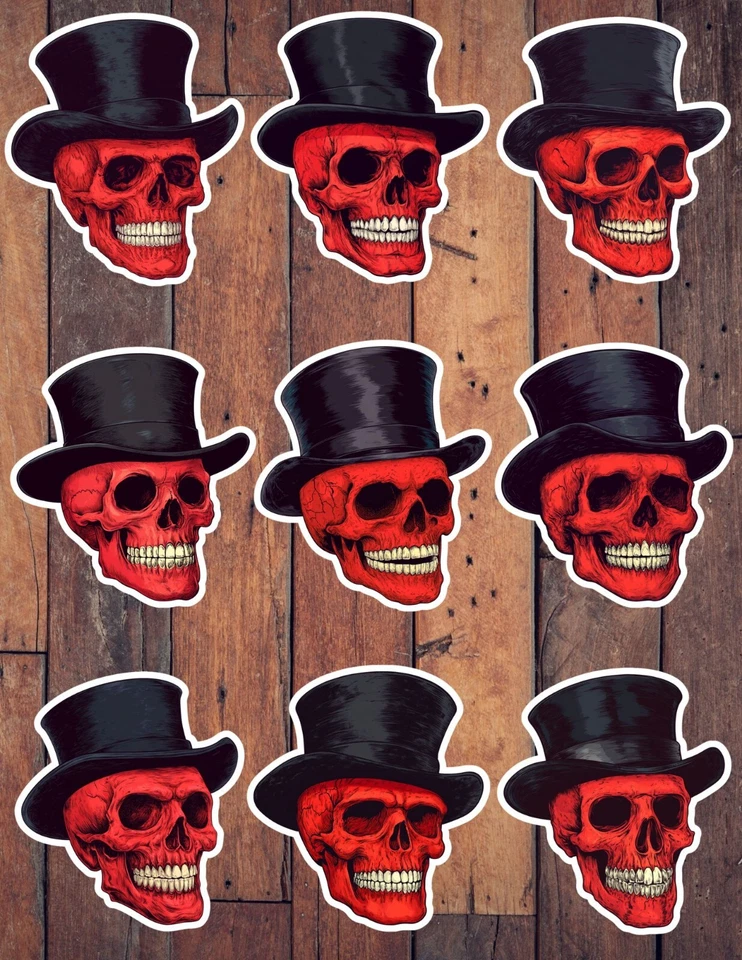 Juego de pegatinas de vinilo con calavera roja sombrero negro álbum de recortes computadora portátil botella de agua Foto 1 de 1