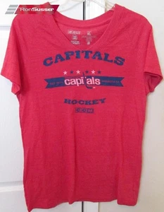 NHL Washington Capitals Ladies V-Neck T-shirt by CCM XL EUC - Picture 1 of 4