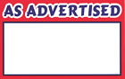 As Advertised Shelf Signs Price Cards-Red & Blue 7"W x 5.5"H-100 signs