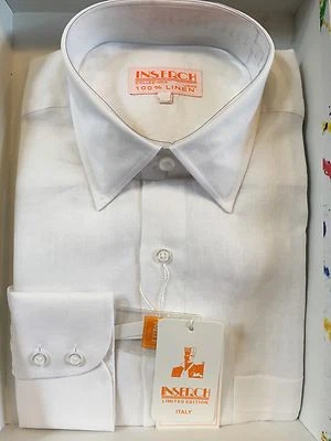 NWT INSERCH Mens Long Sleeve New White Color Shirt 100% Linen Size 6XL - Image 1 of 4