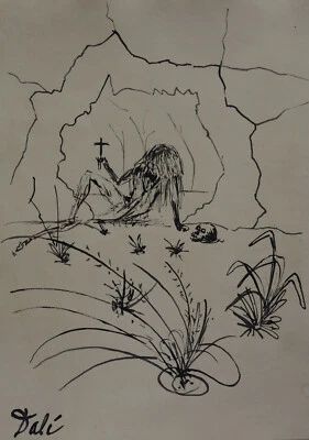 Raro dibujo de composición surrealista único, firmado Salvador Dalí Foto 1 de 4