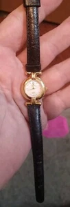Vintage Ted Lapidus Ladies Watch Swiss Black Band & Gold Tone - New Battery Runs - Picture 1 of 5