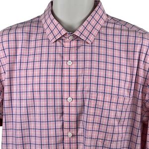 J Crew Thompson Long Sleeve Button Front Shirt XL 17 17.5 Pink Flex Wrinkle Free