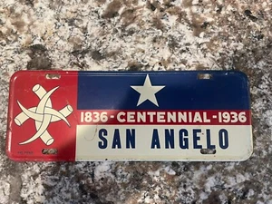 1936 SAN ANGELO TEXAS LICENSE PLATE TOPPER - Picture 1 of 2
