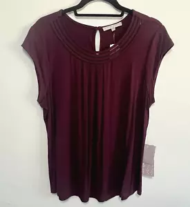 Stitch Fix Daniel Rainn Dark Purple Brinn Scoop Neck Pleat Knit Top Size PXL New - Picture 1 of 10