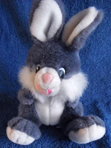 *1800* ELKA Australia - Grey /White bunny Rabbit - pink nose - adorable - 18cm - Foto 1 di 4