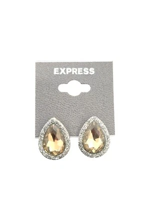Aretes Express para mujer enchapados en oro cristal champán gota de agua Foto 1 de 4