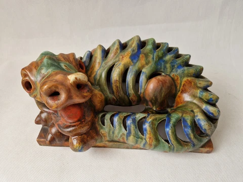 Vintage Art Deco Tile drip glaze ceramic cover stove oven dragon Ditmar Urbach Cover