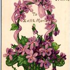1910 Gold Handwritten "To Zella Marie" Violet Flower Basket PC Luana Mosier A177
