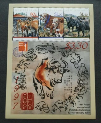 1997 New Zealand Zodiac Lunar Year of Ox MS (Hong Kong Stamp Exhibition) Mint NH - Image 1 of 3