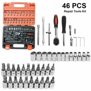 Juego de 46 piezas de enchufe de transmisión de destornillador de 1/4" broca de trinquete Torx tornillo hexagonal - Imagen 1 de 8