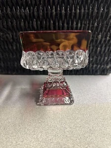 Vtg Westmoreland Ruby Red-Clear Glass Candy/Wedding Dish Pedestal 10” - Picture 1 of 1