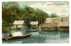 1910 Singapore postcard of Malay Dwellings by Wilson & Co. of Orchard Road - Picture 1 of 2