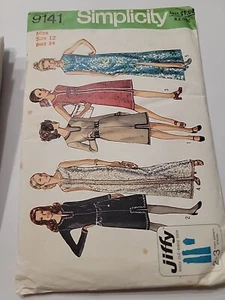1970s Simplicity Sewing Pattern 9141 Misses' Jiffy Dress Two Lengths Size12 cut - Picture 1 of 2