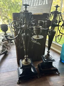 Paar antike seltene französische schwere Bronze Kerzenleuchter Kerzenständer, 18" hoch 2 - Bild 1 von 13