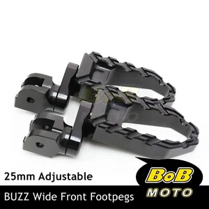 BLACK BUZZ Front Foot Pegs 25mm Lower For Ducati Multistrada 1200 S MTS 10-17 - Picture 1 of 7