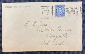1937 3d Blue KGV Private FDC First Day Cover Adelaide-Wayville Machine Cancel - Picture 1 of 2