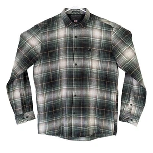 Guide London Mens XL Green Grey Plaid Long Sleeve Button Up Soft Flannel Shirt - Picture 1 of 5