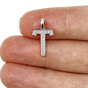 .08CTW Real Diamond 10K White Gold Initial Letter Pendant - Picture 1 of 6