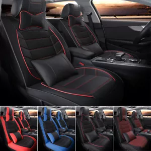 5 Seat Full Set Car Seat Cover Waterproof Luxury Leather Universal for Sedan SUV - Picture 1 of 24