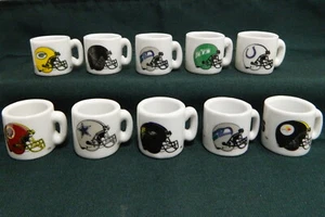SET of 10 NFL Football Miniature Ceramic Mugs PACKERS COWBOYS STEELERS HELMET - Picture 1 of 12