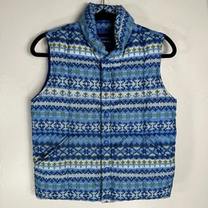 Lands End kids down puffer vest medium girl boy 10/12 nylon shell quilted blue - Picture 1 of 16