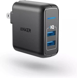 Anker 2-Port USB Wall Charger 24W PowerIQ Charging Foldable Plug Adapter | Black - Picture 1 of 7