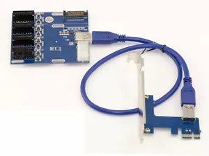 Plaque rapportée Riser convertisseur PCIe 1x vers 4 ports PCIe - Mining Bitcoin - Bild 1 von 3