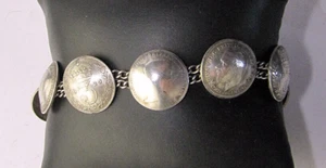 Old Coin Bracelet 7" Long Chain Foreign Silver Metal Georgivs - Picture 1 of 6
