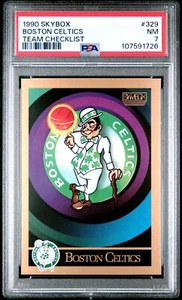1990-91 Skybox - #329 Boston Celtics Team Checklist - Graded PSA 7 Near Mint - Picture 1 of 2
