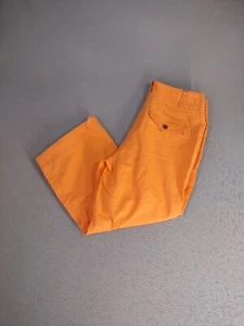 New York Company Womens Pants 6 Orange Linen Blend Flat Front Cropped Capri - Picture 1 of 11