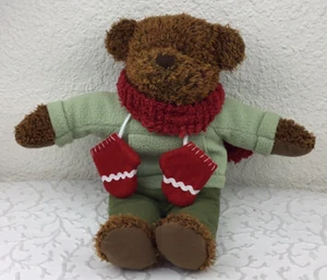 Hallmark Plush Teddy Bear Brown Vintage Cristmas Mery Red Scarf 13”Long - Picture 1 of 10