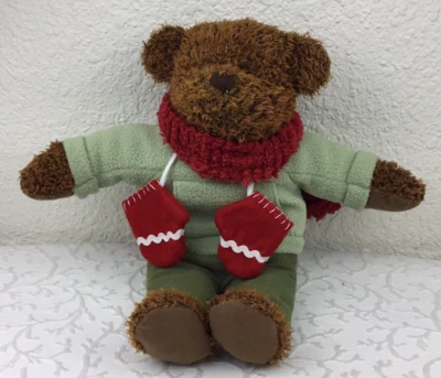 Hallmark Plush  Teddy Bear Brown Vintage Cristmas Mery Red Scarf 13”Long - Image 1 of 4
