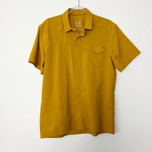 Arcteryx Men Medium Mustard Yellow Short Sleeve Sleeve Snap Button Outdoor Shirt - Picture 1 of 9