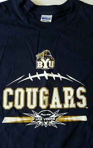 New BYU Cougars Football Las Vegas Bowl Blue 2XL Gildan Tshirt New Without Tags - Picture 1 of 5