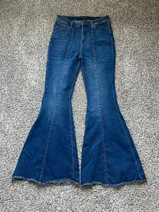 Judy Blue Women's Super Flare Raw Hem Size 11/30 Medium Denim Wash JB88204 - Picture 1 of 11