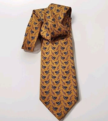 DORMEUIL 100% Silk tie ITALY Music Instruments Yellow/Orange EUC - Image 1 of 4