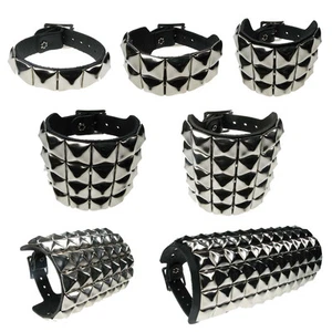 Studded Wristband Pyramid Leather Wristband Emo Punk Gothic Steam Punk Lot - Picture 1 of 8