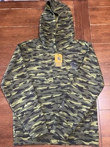 NWT- Carhartt Boys Camo Hoodie Graphic Long Sleeve Sweatshirt Logo Size L 14/16 - Picture 1 of 4