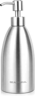 BEAUTURAL Stainless Steel Soap Dispenser – 15.2 oz Rust-Proof Countertop Pump - Image 1 of 4