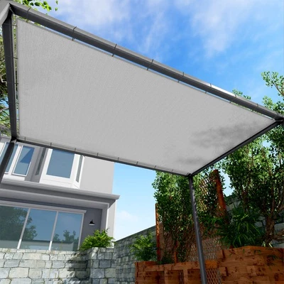 Toldo de tela con dobladillo gris claro vela parasol exterior UV 6-10' PIES Foto 1 de 4