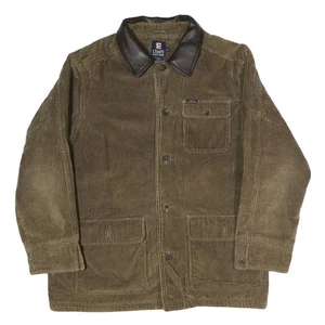 CHAPS RALPH LAUREN Mens Brown & Black Corduroy Button Jacket L Cotton Leather - Picture 1 of 6