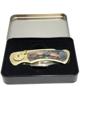Pocket Knife With 2 Bucks On Handle In Matching Storage Case - Image 1 of 4