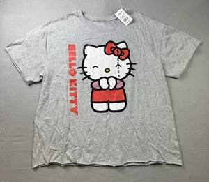 Hello Kitty Women’s Shirt Size XXL Heather Gray Raw Hem NWT Sanrio - Picture 1 of 9